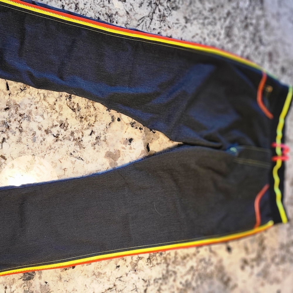 Andrew Christian black Corduroy with neon yellow zipper side detail